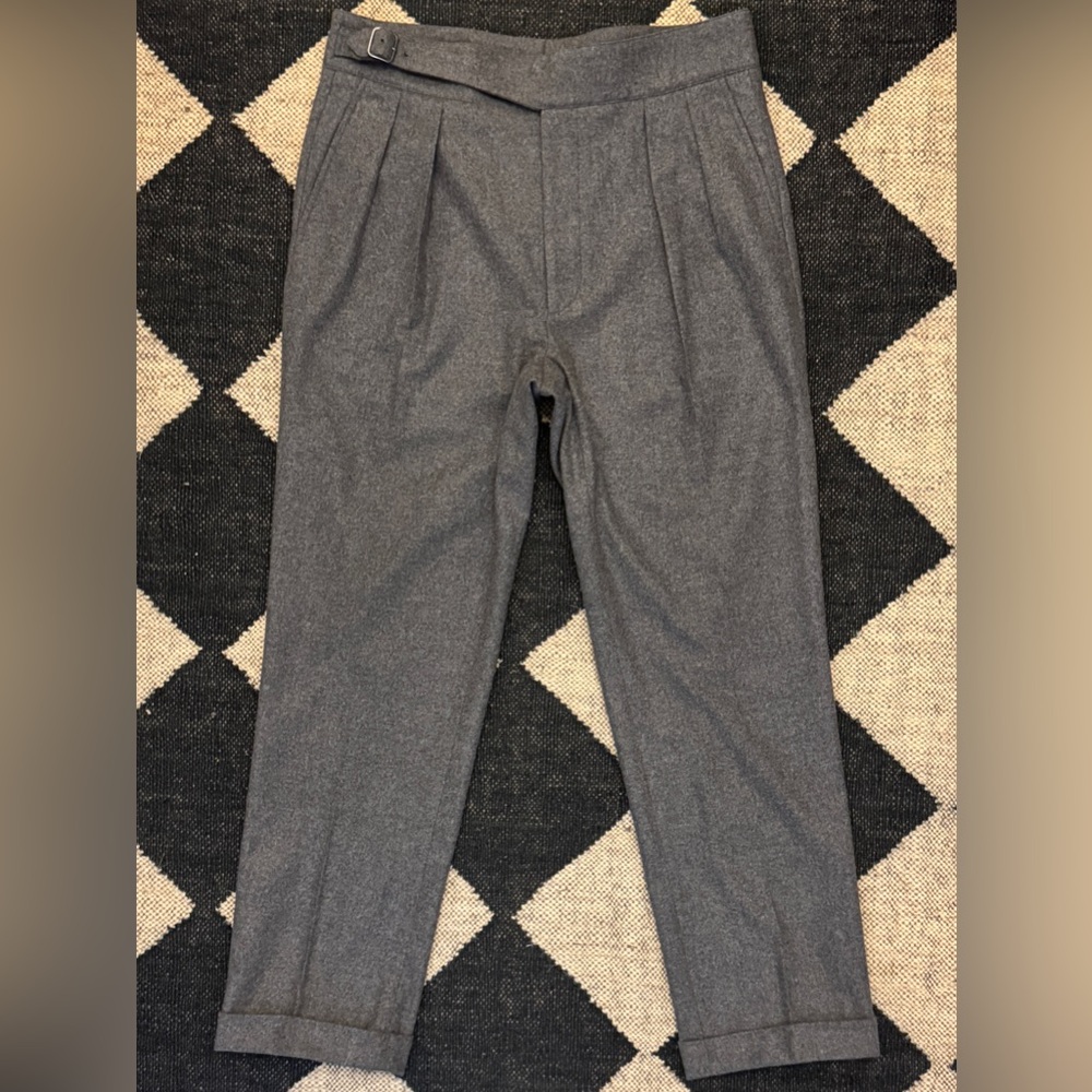 RALPH LAUREN PURPLE LABEL GURKHA PANTS GRAY WOOL RUBINACCI MANNY PLEATED